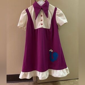 Purple and White Vintage Handmaid Dress with Rooster Design Wing Collar *Read